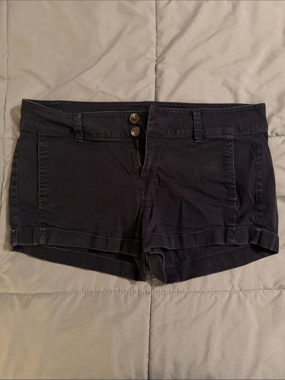 Express Black Cuffed Denim-Style Shorts